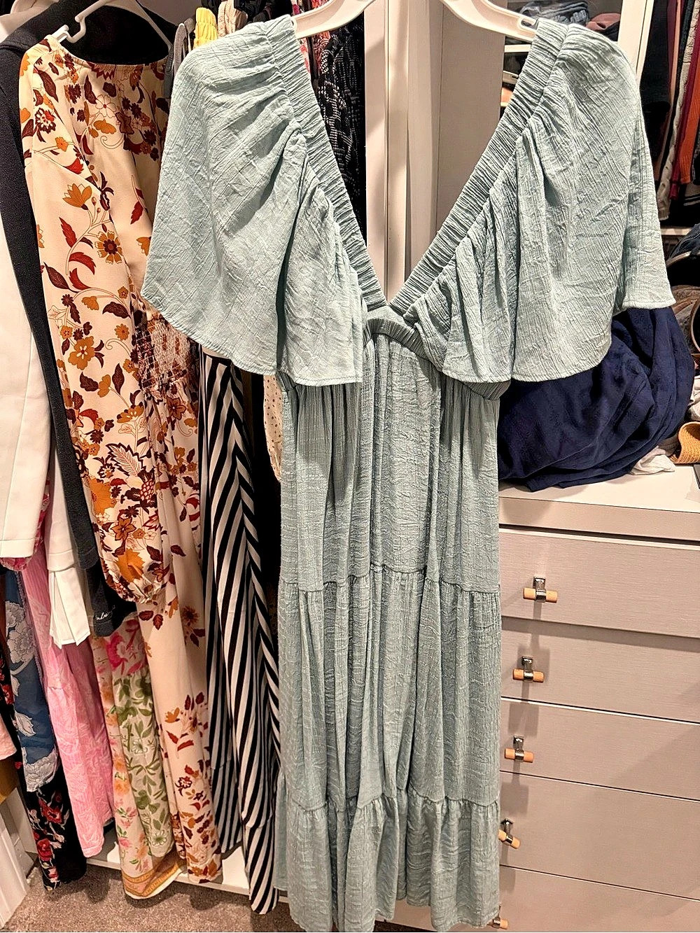 Free People Tiered Maxi Dress in Green Like New